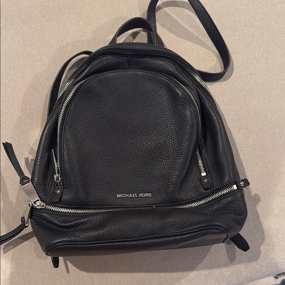 Michael Kors Black Leather Backpack (mini)